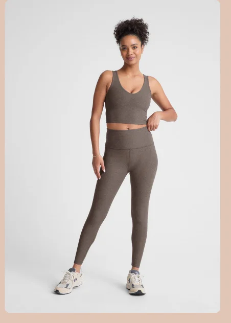 Spacedye Caught In The Midi High Waisted Legging in Soft Umber Heather