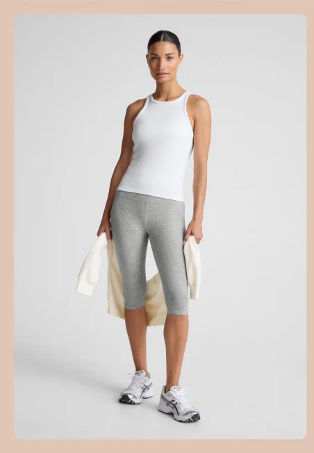 Spacedye Pedal Pusher High Waisted Legging in Silver Mist