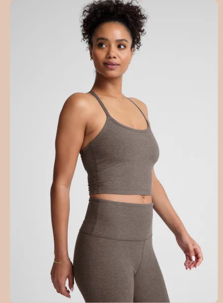 Spacedye Slim Racerback Cropped Tank in Soft Umber Heather