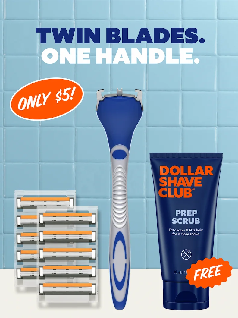 Twin blades. One handle. $5 for members