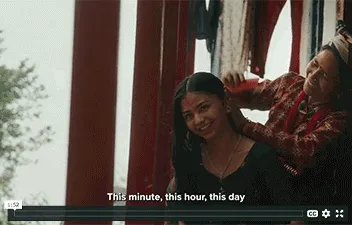 Gif of video clip. A woman combs a girl's hair in Nepal. A group of four kids smile. A mom and baby smile at each other.