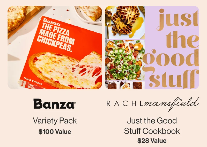 Banza Variety Pack $100 Value / Rachlmansfield Just the Good Stuff Cookbook $28 Value