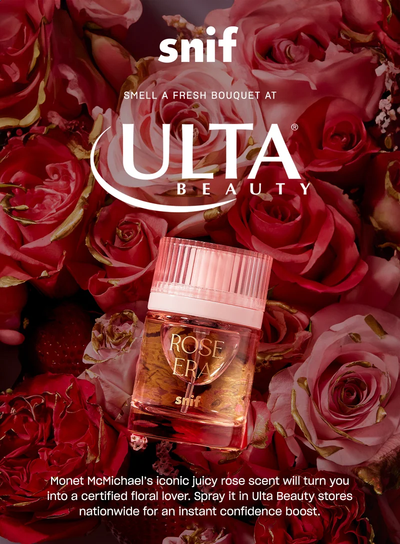 Monet McMichael’s iconic juicy rose scent will turn you into a certified floral lover. Spray it in Ulta Beauty stores nationwide for an instant confidence boost.