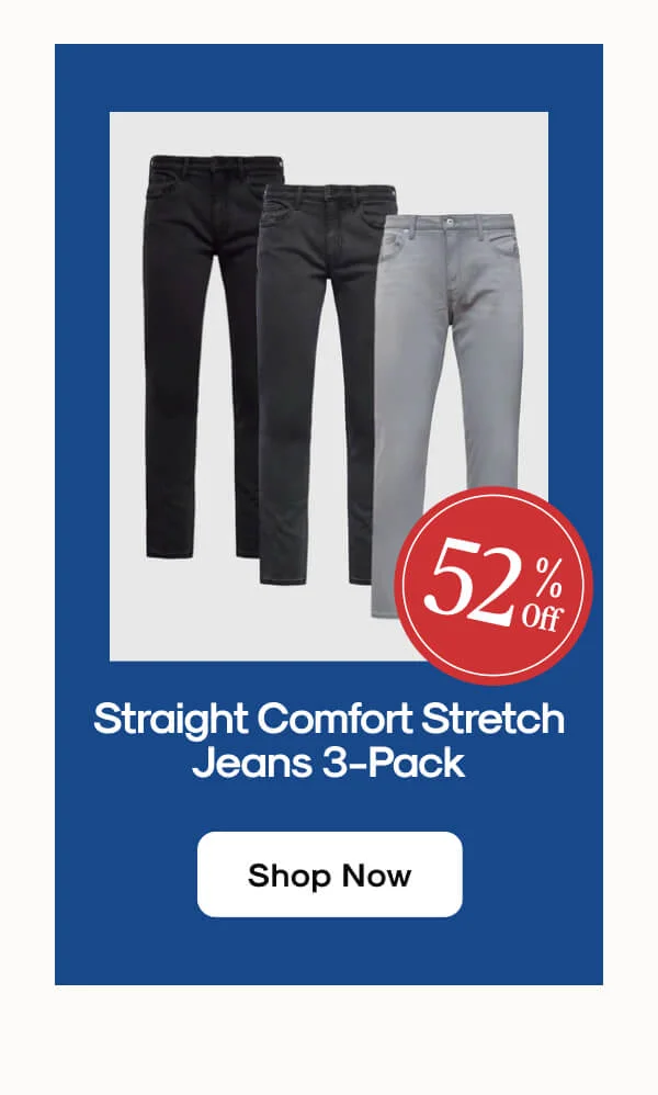 Straight Comfort Stretch Jeans 3-Pack | 52% OFF