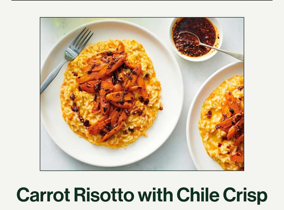 Carrot risotto with Chile crisp