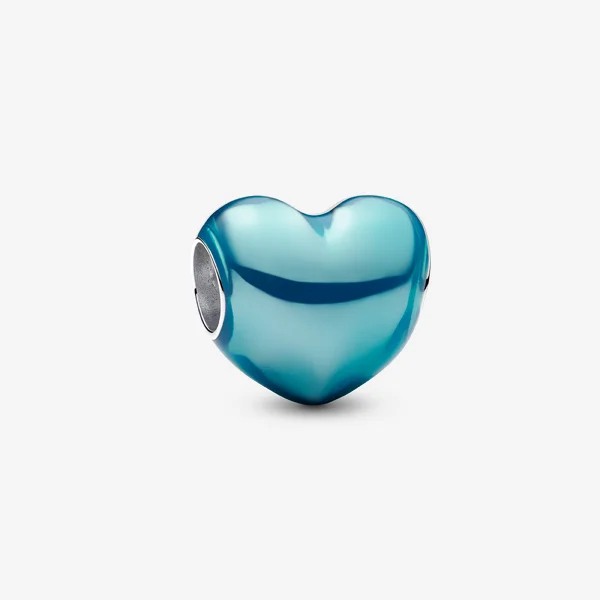 Metallic Sky Blue Heart Charm