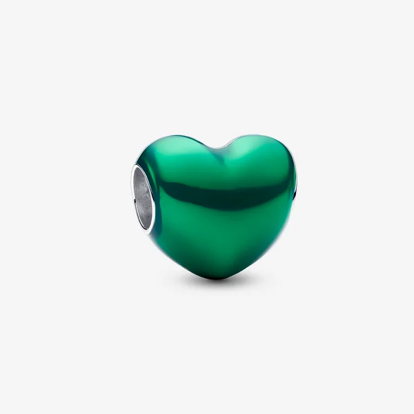 Metallic Green Heart Charm