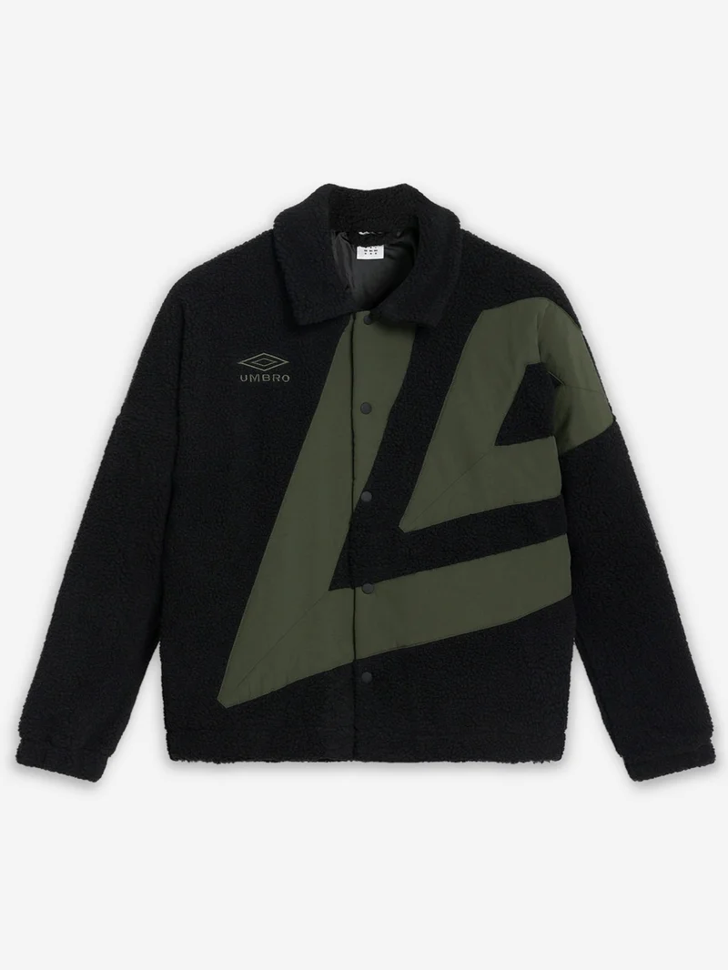 Image of Umbro NQ Fleece Coach Jacket - Black/Duffel