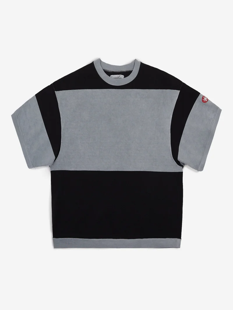 Image of C.E Cav Empt Overdye Stripe Short Sleeve Crewneck - Khaki/Black