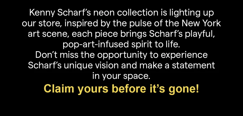 Kenny Scharf’s neon collection is lighting up our store, inspired by the pulse of the New York art scene, each piece brings Scharf’s playful, pop-art-infused spirit to life.