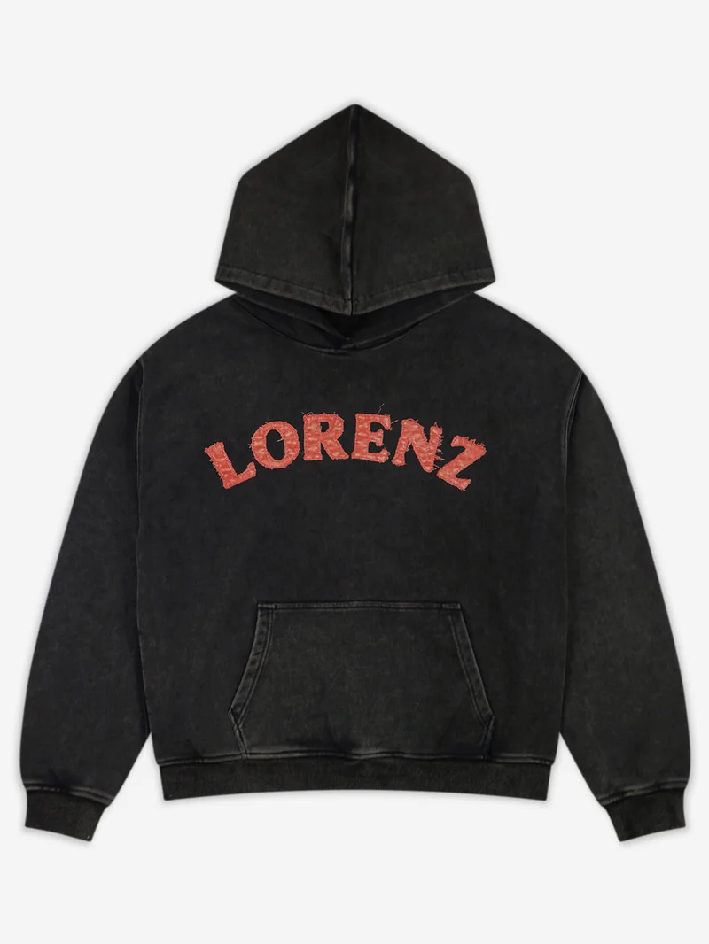 Image of Lorenz Appliqué Hoodie - Washed Black