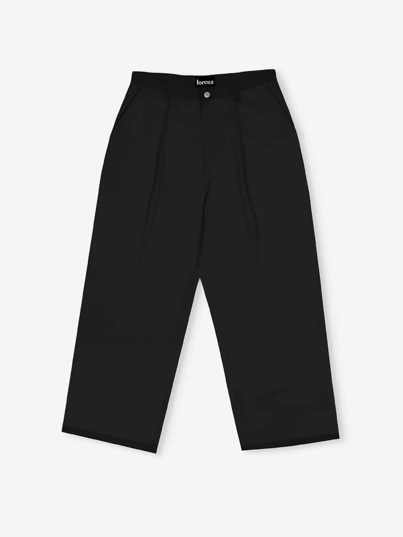 Image of Lorenz Uniform Pleated Wide Leg Pant - Black