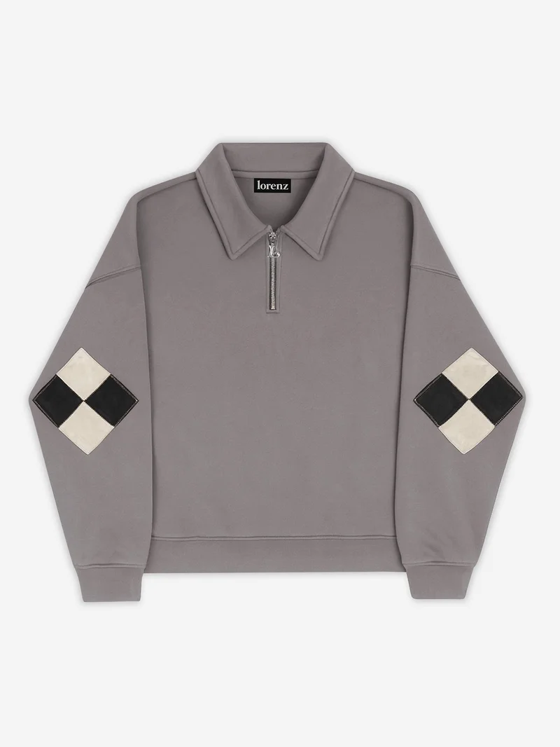 Image of Lorenz Checkmate Pullover - Washed Grey