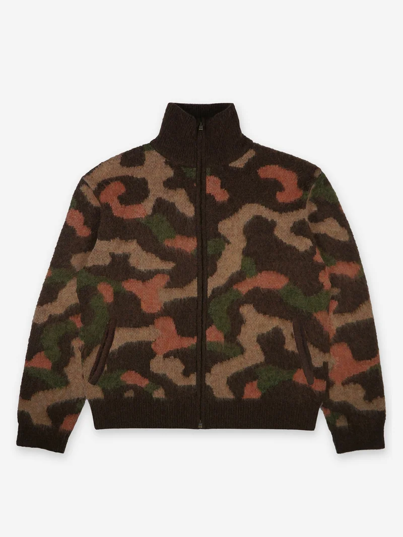 Image of Lorenz Marino Zip Mohair Sweater - Camo