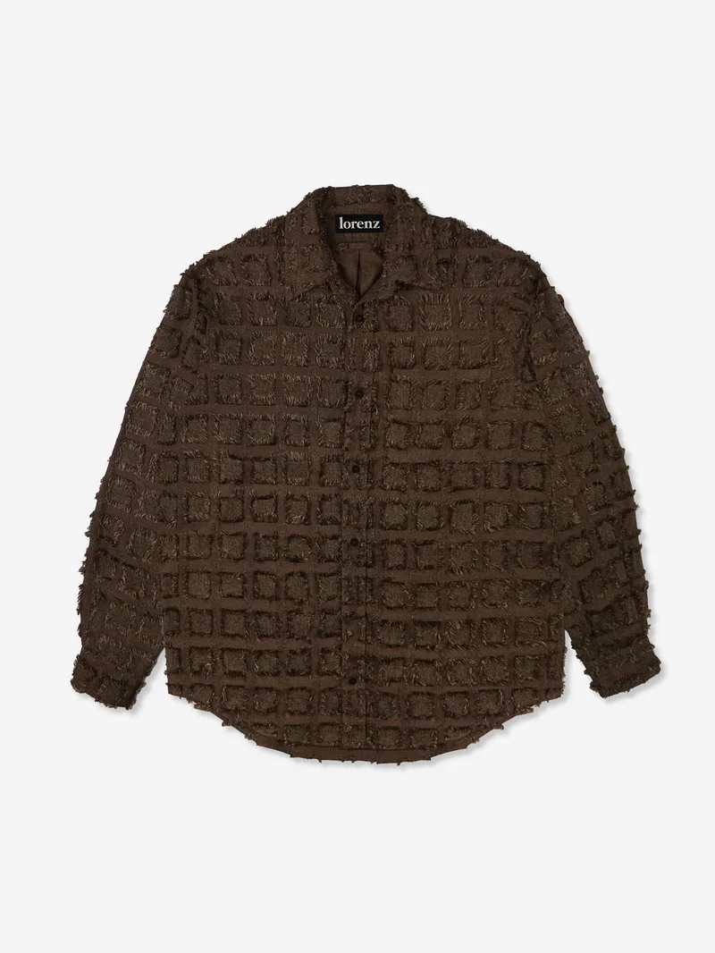 Image of Lorenz Checked Fringe Shirt - Dark Chocolate
