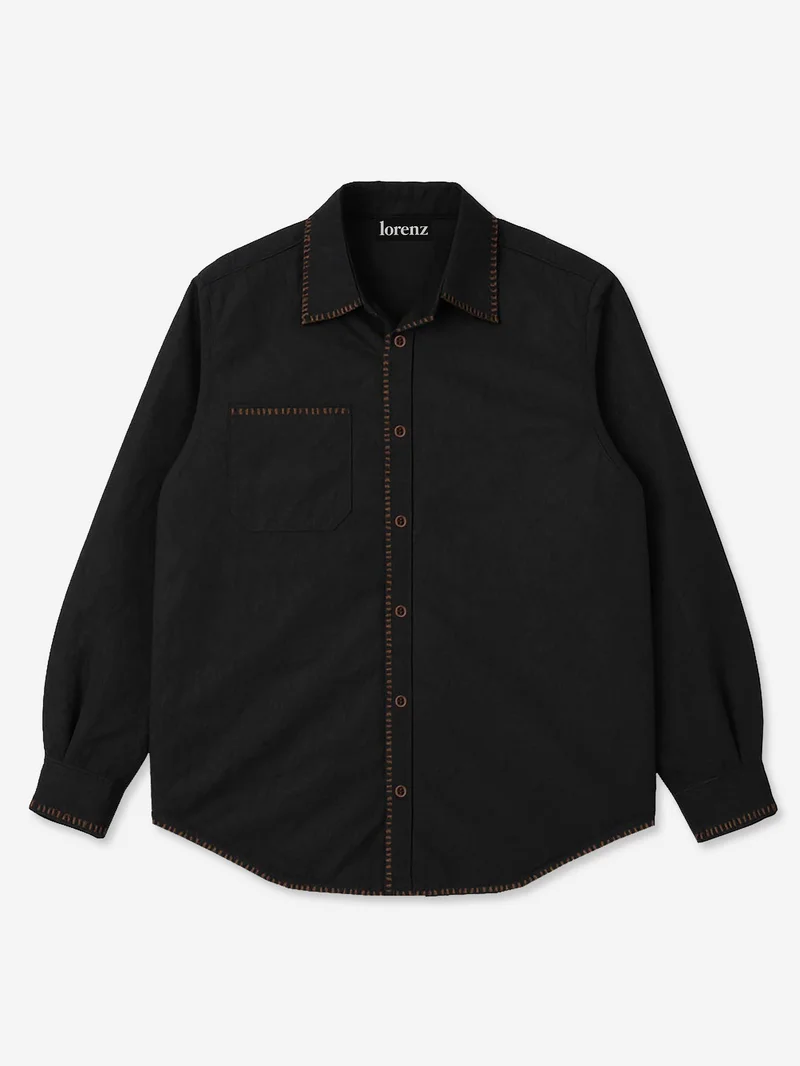 Image of Lorenz Indra Nylon Shirt - Black