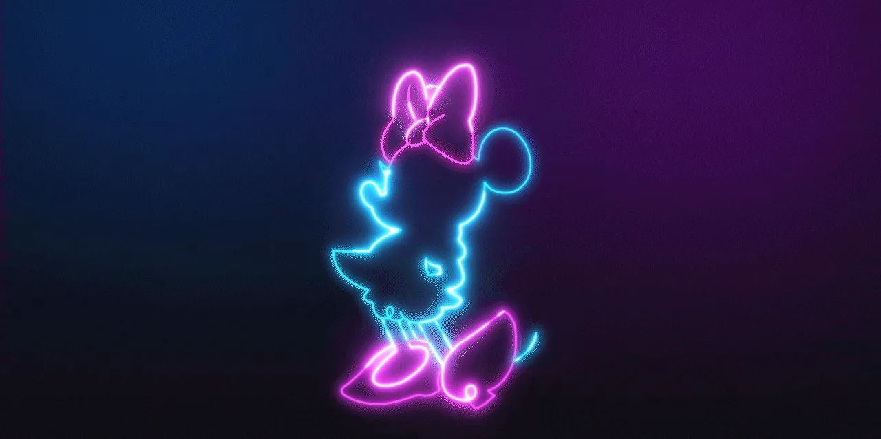 Animated Minnie Mouse in Neon Lights