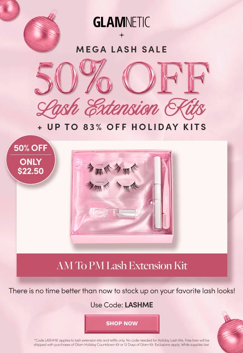 Mega Lash Sale: 50% Off Lash Extension Kits + up to 83% off Holiday Extension Kits with the code: LASHME