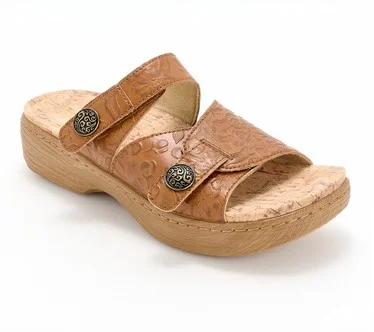 Alegria Leather Adjustable Slide Sandals - Krystal