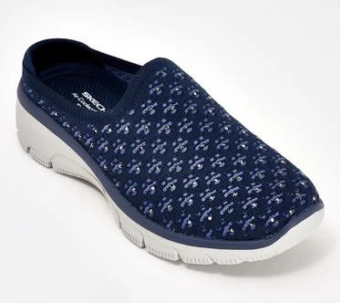 Skechers Easy Going Rhinestone Knit Mules - Glitz Strut