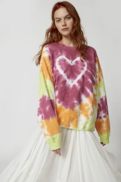 Urban Renewal Remade Heart Tie-Dye Crew Neck Sweatshirt