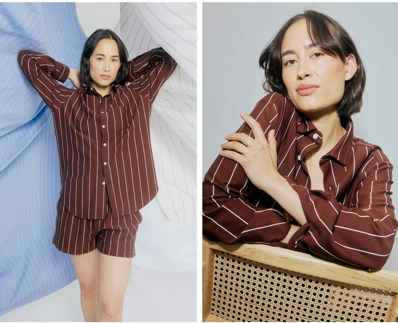 Long Sleeve Sleep Shirt - Mahogany