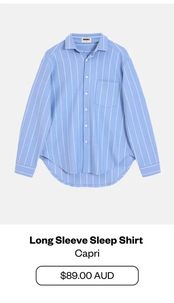 Long Sleeve Sleep Shirt Capri