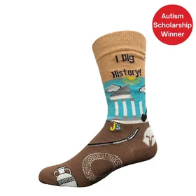 I Dig History Crew Socks Brown / Large