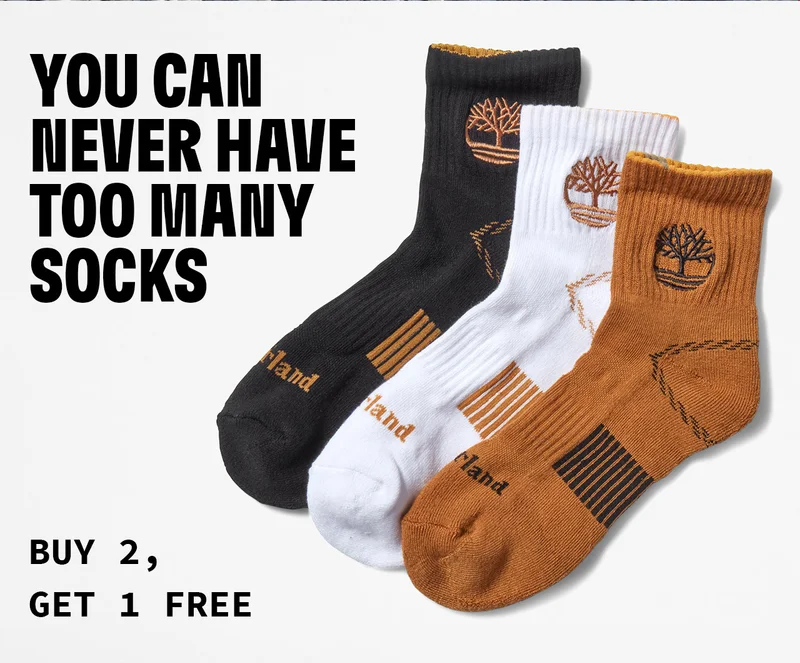 You can never have too many socks. Buy 2, get 1 free.
