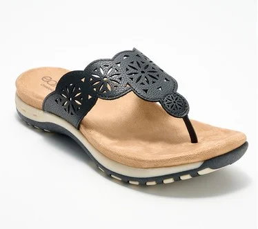 Earth Perforated Thong Sandals - Sadie