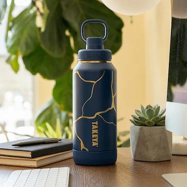 Bleu Marine - 32oz Kintsugi Water Bottle with Straw Lid