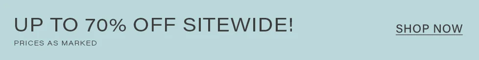Up to 70% off sitewide promotion banner on a light blue background. Offers savings, prices as marked. Click Shop Now to find deals.