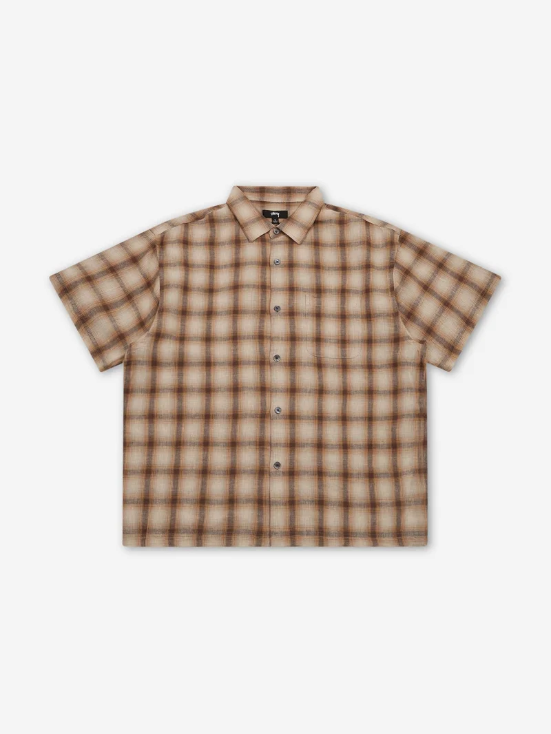 Image of Stussy Liam Ss Plaid Shirt - Brown