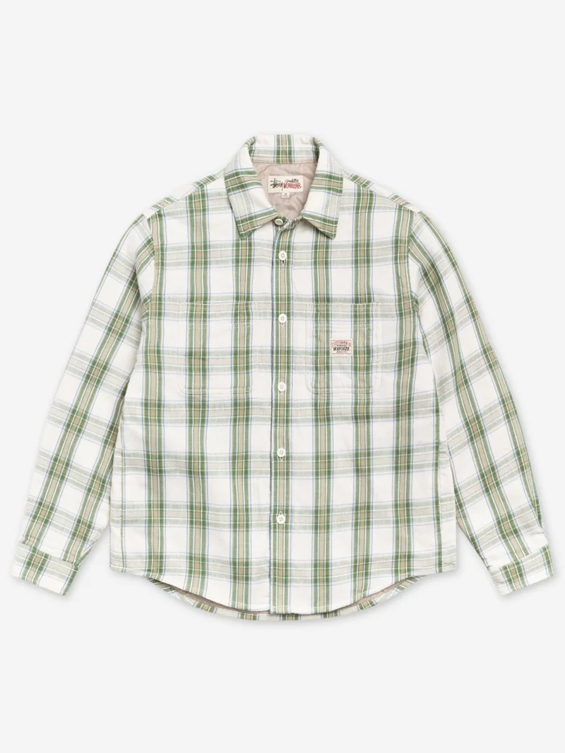 Image of Stussy Lau Plaid Shirt Jacket - Off White