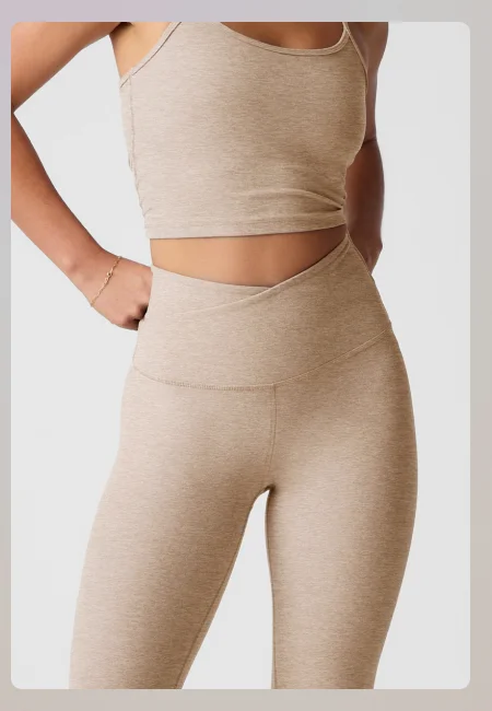 Spacedye At Your Leisure High Waisted Midi Legging in Sand Swept Heather