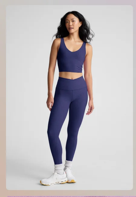 Spacedye At Your Leisure High Waisted Midi Legging in Eternal Blue Heather