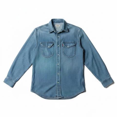Imogene+Willie hayes indigo stripe pearl snap