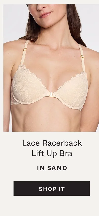 Lace Racerback Lift Up Bra in Sand