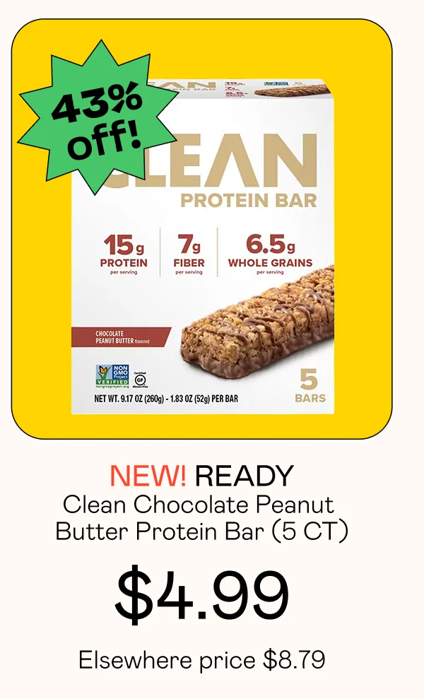 Clean Chocolate Peanut Butter Protein Bar (5 CT)