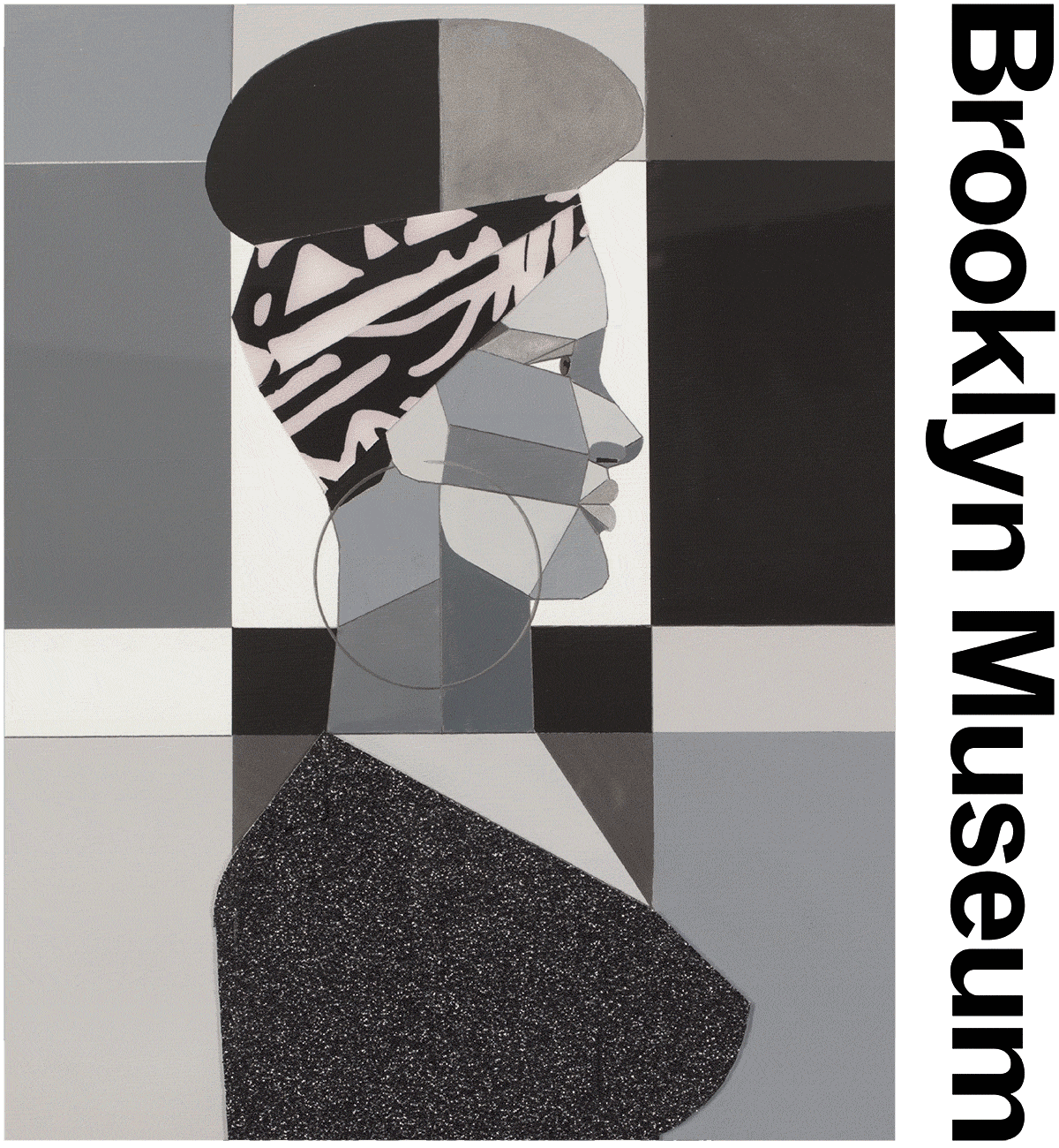“Woman in Grayscale (Alicia)” and “Man in Grayscale (Swizz)” by Derrick Adams