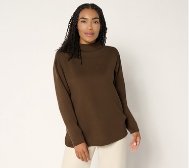 Martha Stewart Signature Comfort Stretch Modern Funnel Neck Top