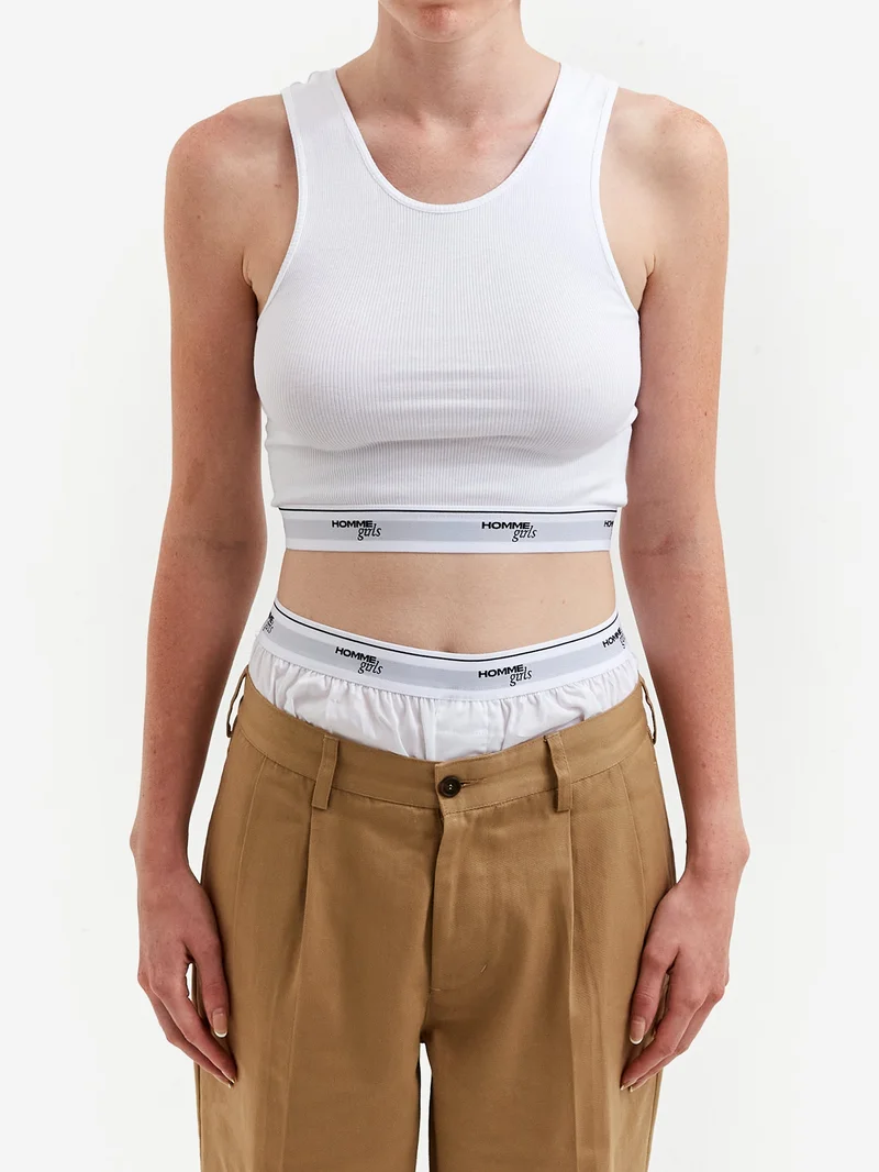 Image of Hommegirls Logo Cropped Tank - White