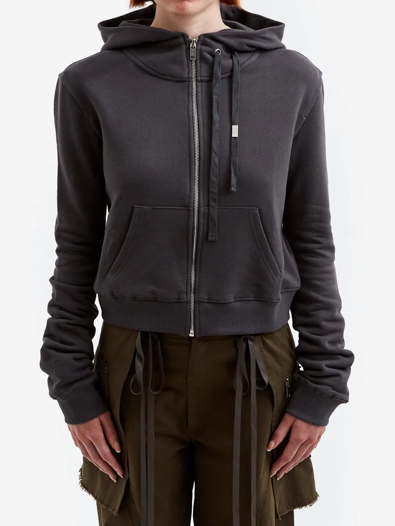 Image of NACHE Cropped Zip Up Hoodie - Charcoal