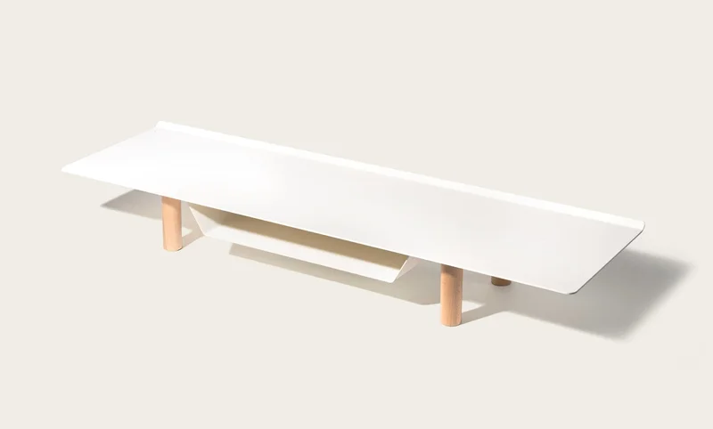 Image of Gather Large Monitor Stand (White/Maple)