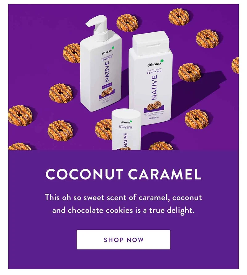 Coconut Caramel | This oh so sweet scent of caramel, coconut and chocolate cookies is a true delight. | SHOP NOW