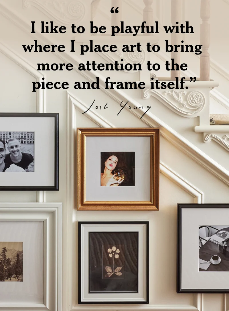 I like to be playful with where I place art to bring more attention to the piece and frame itself.