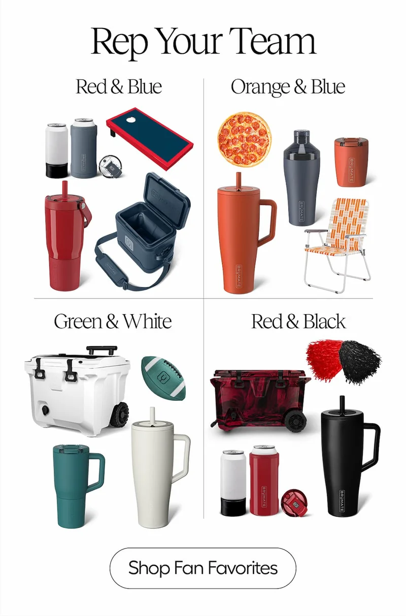 Rep Your Team: Red & Blue, Orange & Blue, Green & White, and Red & Black