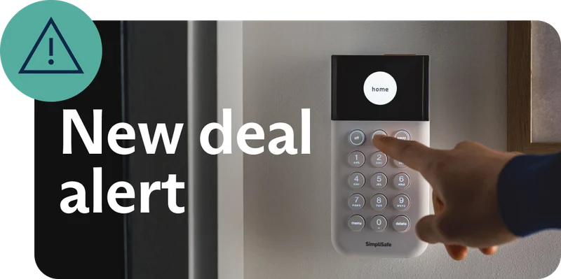 Image of a SimpliSafe keypad with the headline: New deal alert