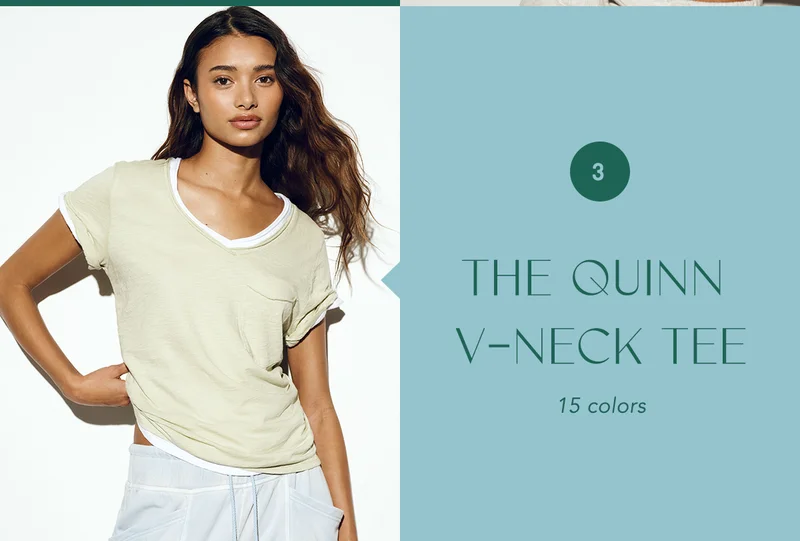 the quinn v-neck tee, 15 colors