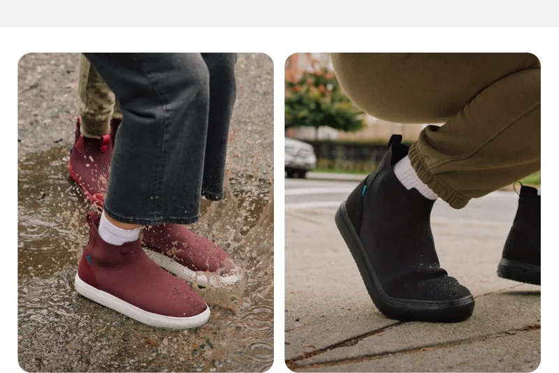 Graphic of someone wearing the Women's Uptown Chelsea in Mahogany and someone wearing the Uptown Chelsea in Black on Black.